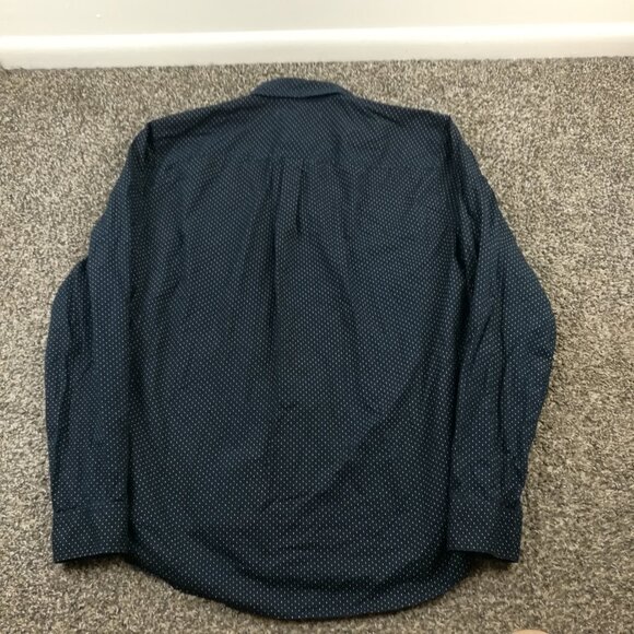 Outerknown Shirt Organic Cotton Polka Dot Navy Blue L/S Button Up Mens Small - Picture 5 of 9